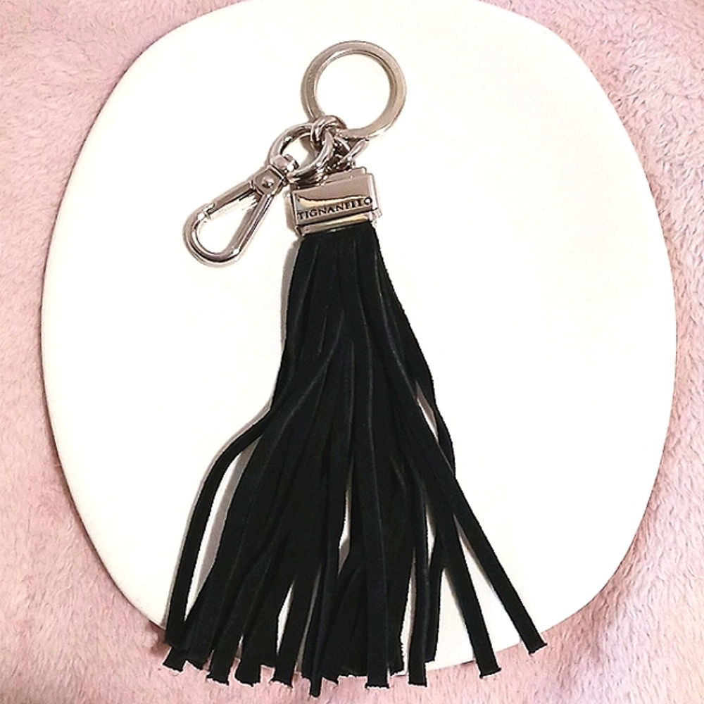 Beautiful! TIGNANELLO Black Suede Fringe Bag Charm